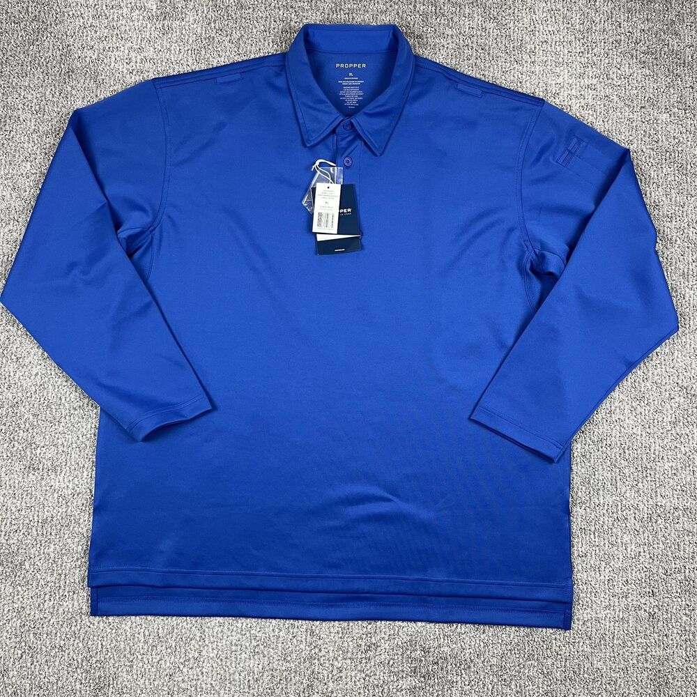 Propper Polo Shirt Mens XL Cobalt Blue Performance Long Sleeve Tactical